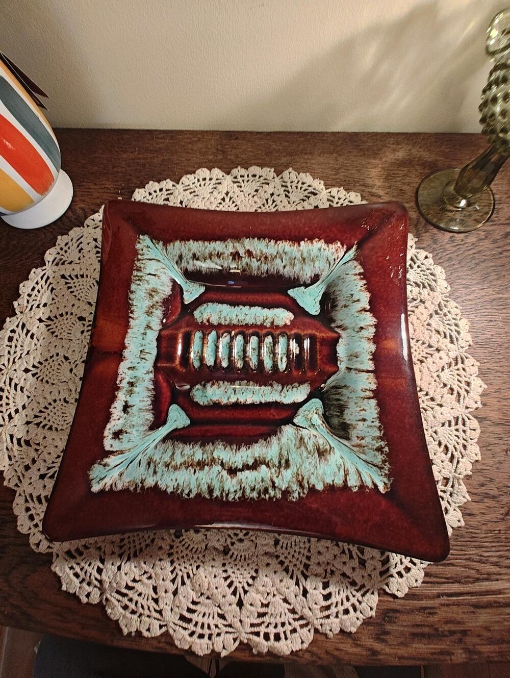 Mcm modern century brown and aqua ashtray